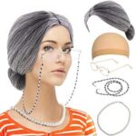 $4.99 – Amazon Haul: Feacole Old Lady Costume Set Grandma Madea Granny Wig Cosplay for Halloween Bun Gray