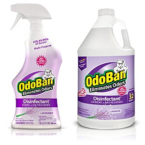 $12.48 – : OdoBan Ready-to-Use Disinfectant and Odor Eliminator, Lavender Scent, Set of 2, 32 oz Spray and 1 Gallon Concentrate