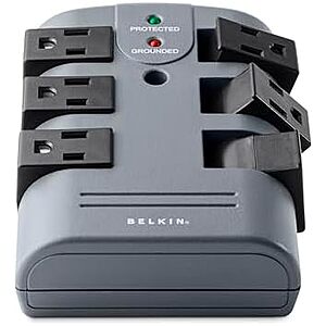 $18.04 – * | Belkin Power Strip Surge Protector w/ 6 Rotating AC Outlets at Amazon