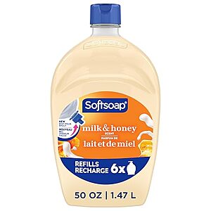 $3.99 – * | 50oz. Softsoap Liquid Hand Soap Refill Bottle (Milk & Honey Scent) at Amazon