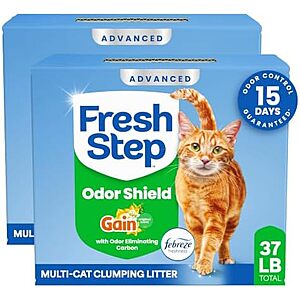 $18.99 – Prime, SnS  | 2-Pack 18.5-Pound Fresh Step Advanced Clumping Cat Litter (Gain Scent) at Amazon