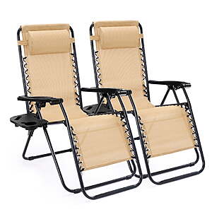 $54.81 – 2-Pack EDX Zero Gravity Chair Outdoor Lounge Chair(Khaki)  + Free S&H at Walmart