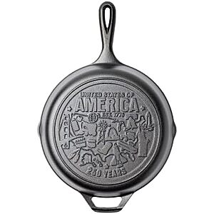 $23.94 – * | Lodge 10.25″ America’s 250th Anniversary USA Icons Seasoned Cast Iron Skillet at Amazon