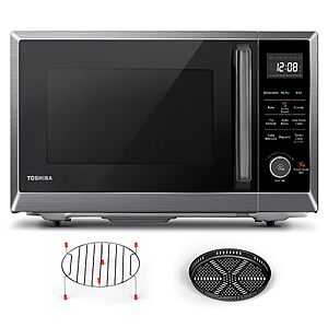 $180.48 – Prime, TOSHIBA Air Fryer Combo Microwave, 1.0 Cu.Ft, Black Stainless Steel 8 in 1 with Convection & Broil, Pro Defrost, on Sale at Amazon
