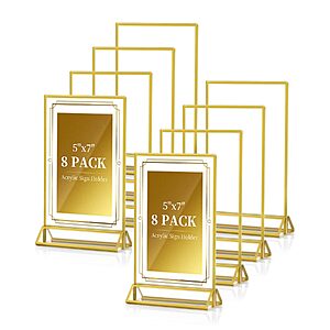 $12.99 – 8-Pack Dynta 5×7″ Double-Sided Acrylic Sign Holder Display Stand (Gold) on Sale for  with Free Shipping