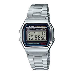 $14.38 – 33.2mm Casio A158WA Digital Quartz Watch w/ Stainless Steel Band (Silver)