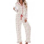 $14.99 – Ekouaer Womens Pajama Sets Long Sleeve Sleepwear Button Down Pjs Loungewear