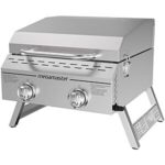 $94.73 – | Megamaster Tabletop 2 Burner Gas Grill, Stainless Steel with Foldable Legs at Amazon