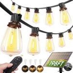 $29.99 – 198′ addlon Dimmable Solar Outdoor String Lights w/ Remote –  + Free Shipping