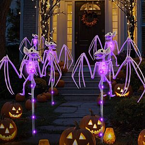 $7.59 – 2PCS Set: 3D Scary Bat Realistic Skeleton Outside Decor, Solar Creepy Bats Path Lights – on Amazon ($.40 off with coupon)