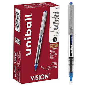 12-count uni-ball Vision Rollerball Pens in blue