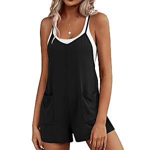 $8.99 – Ekouaer Women’s Sleeveless V-Neck Loose Romper (Various) + Free Shipping w/ Prime or on $35+