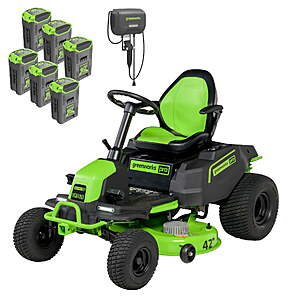 $2,499.99 – Greenworks 60V 42″ Cordless Battery CrossoverT Riding Lawn Mower with Six (6) 8.0Ah Batteries & Three (3) Dual Port Turbo Chargers 7409002 – Lowest Price Ever at Walmart