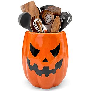 $9.89 – 6.3″ Pinata Ceramic Halloween Pumpkin Utensil Holder – with Prime or on Orders $35+