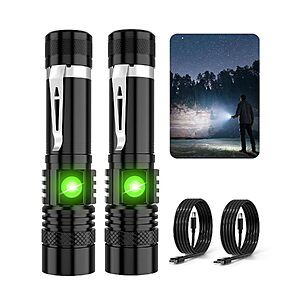 $9.09 – 2-Pack Hoxida 2000lm Zoomable Rechargeable LED Tactical Flashlight  + Free Shipping w/ Prime or on $35+