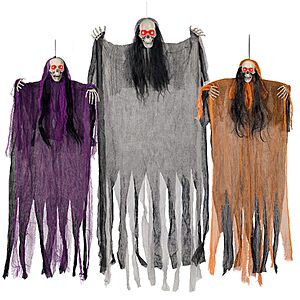 3-Pack Lighted Eye Skeleton Ghost Halloween Hanging Decorations + Free Shipping w/ Prime or on +