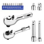 $13.99 – WORKPRO Stubby Ratchet & Bit Driver Set 16 PCS, 1/4″, 3/8″ Drive, , Amazon