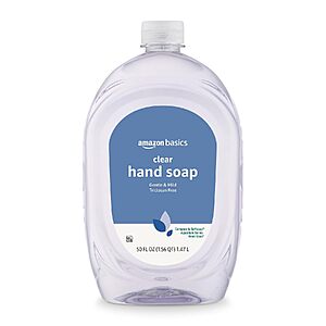 $2.82 – 50-Oz Amazon Basics Gentle & Mild Clear Liquid Hand Soap Refill w/ S&S + Free Shipping w/ Prime or on $35+