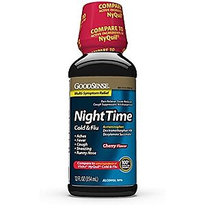 $1.91 – Prime, SnS * | 12oz GoodSense Nighttime Cold & Flu Liquid Medicine (Cherry Flavor) at Amazon