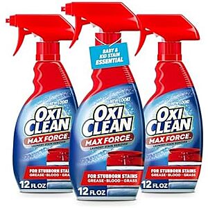 $6.00 – Prime, SnS $6* | 3-Pk 12-Oz OxiClean Max Force Laundry Stain Remover Spray at Amazon ($2 each)