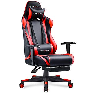 $63.99 – Red or White, $66.49 Blue GTPLAYER Gaming Chair with Footrest, Ergonomic Computer Game Desk Chair, Reclining Gamer Chair
