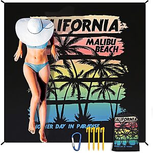 $5.71 – HIHOHO 79″x83″ Sandproof & Waterproof Nylon Beach Blanket on Sale for  + Free Shipping