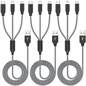 $4.24 – 3-Pack 4-ft Xnewcable 3-in-1 MFi Certified Multi Charging Cable w/ USB-C, Micro USB & Lightning  ($1.41 each) + Free Shipping