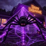 $17.99 – 16.4′ Brightown 255-LED Light-Up Halloween Spider Web Decoration w/ Giant Plush Spider (Purple/Orange) on Sale with Promo Code for  + Free Shipping