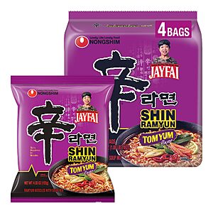 $5.54 – Nongshim Shin Ramyun Jayfai Tom Yum, Instant Ramen 4.33 oz (Pack of 4) on Sale at Amazon
