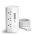 $18.99 – SUPERDANNY 17-in-1 Tower Power Strip – 12 AC Outlets, 3 USB-A & 2 USB-C Ports, 1700J Surge Protector & 10′ Flat Extension Cord  + Free Shipping