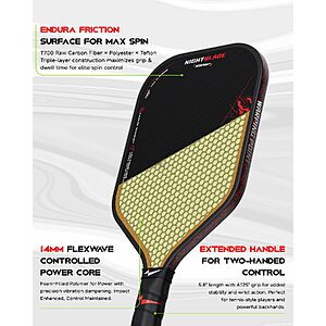 $35.25 – Nightblade Pickleball Paddle Trusted by Tina Pisnik, Foam Filled Polymer Honeycomb Core