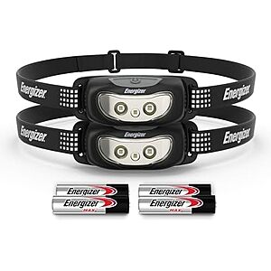 $6.34 – * | 2-Pack Energizer Universal+ 100 Lumen LED IPX4 Headlamps (Black) at Amazon