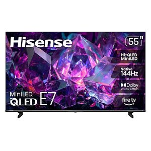 $449.99 – Hisense 55″ E7 Cinema Series Hi-QLED Mini-LED 4K UHD Smart Fire TV (55E7SF, 2026 NEW) – Native 144Hz, AI Picture – Now at Lowest Price Ever