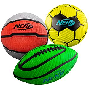 $11.39 – 3-Pack Nerf Mini Foam Sports Ball Set (Football, Soccer Ball & Basketball) – Lowest Price Ever at Amazon