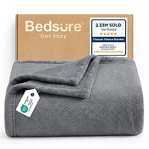 $7.19 – Prime Members: Bedsure GentleSoft Lightweight Fleece Blanket (Grey, Throw) + Free Shipping