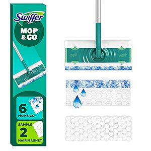 $9.98 – Swiffer Mop & Go Dry & Wet Starter Kit w/ 6 Heavy Duty Hair Magnet Cloths & 2 Mopping Cloths + Free Shipping