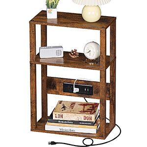 $16.19 – 23.6″ YUFAM 3-Tier Narrow Nightstand w/ Charging Station –  + Free Shipping w/ Prime or on $35+