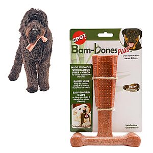 $4.83 – SPOT Bam-Bones Plus 7″ Beef Flavor T-Bone Dog Chew Toy (60-90 lb)  + Free Shipping w/ Prime or on $35+