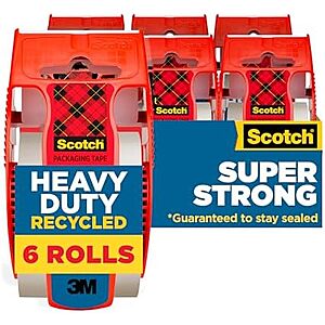 6-pk Scotch Heavy Duty Recycled Packaging Tape with Dispensers