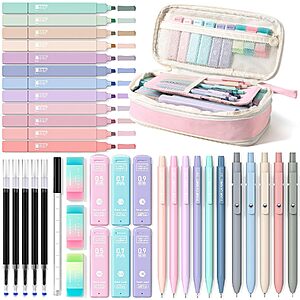 $11.97 – Four Candies 39-Count School Supplies Set w/ Pencil Case, Highlighters, Gel Pens & Mechanical Pencils (Pink) –  w/ S&S + Free Shipping