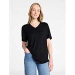 $2.36 – Time and Tru Women’s V-Neck Tunic Tee with Short Sleeves Black — All Sizes Available for Record Low Price at Walmart