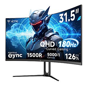 $139.99 – 32″ Ktc H32S5 2560×1440 QHD 180Hz Curved Gaming Monitor – + Free Shipping