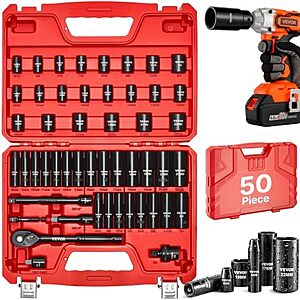 50-Pc VEVOR 3/8" Drive Impact Socket Set