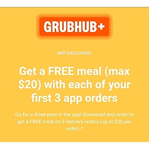 Grubhub app with free meal offer