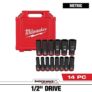 Milwaukee SHOCKWAVE 14-piece impact socket set