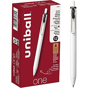 $9.98 – 12-Pack Uni-Ball One 0.7mm Medium Point Retractable Gel Pens, Black  ($0.83 Each) + Free Shipping w/ Prime or on $35+