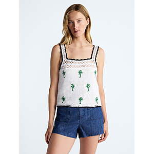 $5.80 – Free Assembly Women’s Embroidered Square Neck Cotton Tank Top, Sizes XS-XXL