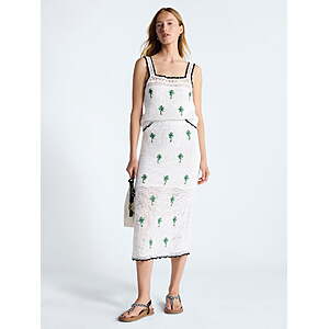 Free Assembly Women's Embroidered Knit Cotton Pencil Midi Skirt