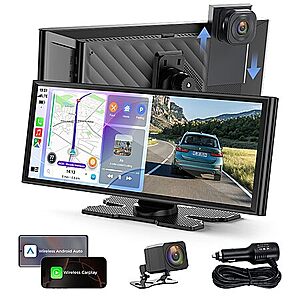 TOGUARDGO 9.26" wireless CarPlay screen with dual dash cams