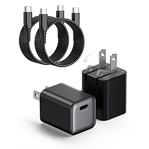 $9.99 – 2-Pack Wegear 30W GaN USB-C Wall Charger w/ 2 Cables (Black or White) –  ($4.99 each) + Free Shipping w/ Prime or on $35+